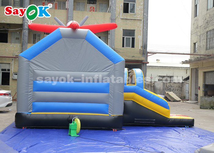 Inflable Bouncer Slides 0.4mm PVC Tarpaulin Inflatable Jump And Slide Bouncer With Airplane For Kids