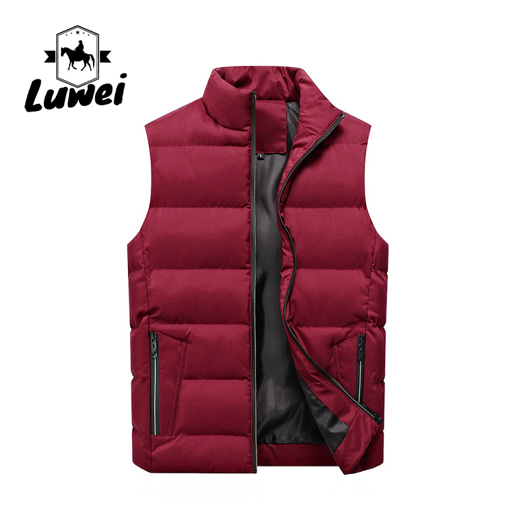 Zip Up Sleeveless Bubble Vest Solid Collar Utility Padded Quilted Waistcoat