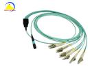 12F MPO Female Patch Cord 6 DLC 10G OM3 Aqua Color Around Cable