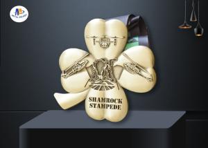 Quality Flower Shape Custom Award Medals Antique Gold No Colors With Sublimated Ribbon wholesale