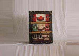 Quality Leather Surface Three Draw Antique Wooden Drawer Box wholesale