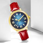 Fashion Stainless Steel Alloy Case Diamond 3ATM Waterproof Quartz Watch Leather
