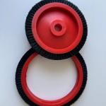 Monforts Stenter Machine Parts Red Brush Wheel Black Bristle Hair 22/26mm Dia