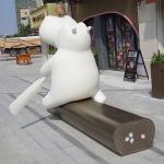 Sky Street Fiberglass Leisure Bench With Sculpture Ornament Outdoor Commercial