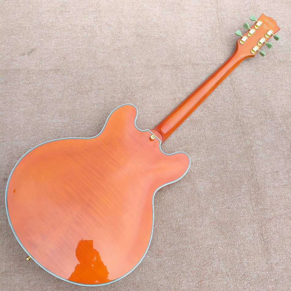 New style high-quality hollow body jazz electric guitar, Bursting maple top & back Double F holes electric guitar, free