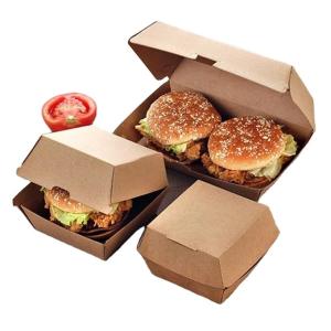Quality Varnishing Kraft Paper Burger And Chip Boxes Takeaway Takeout Packaging wholesale