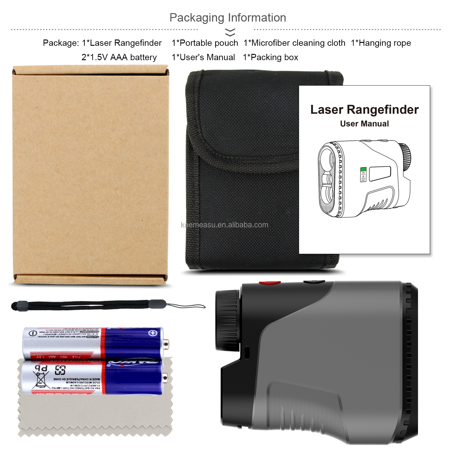 D450m Battery Laser Distance Meter Range Finder Golf Rangefinder Hunting Scope with Class 1 Laser Safety Level -20-50C