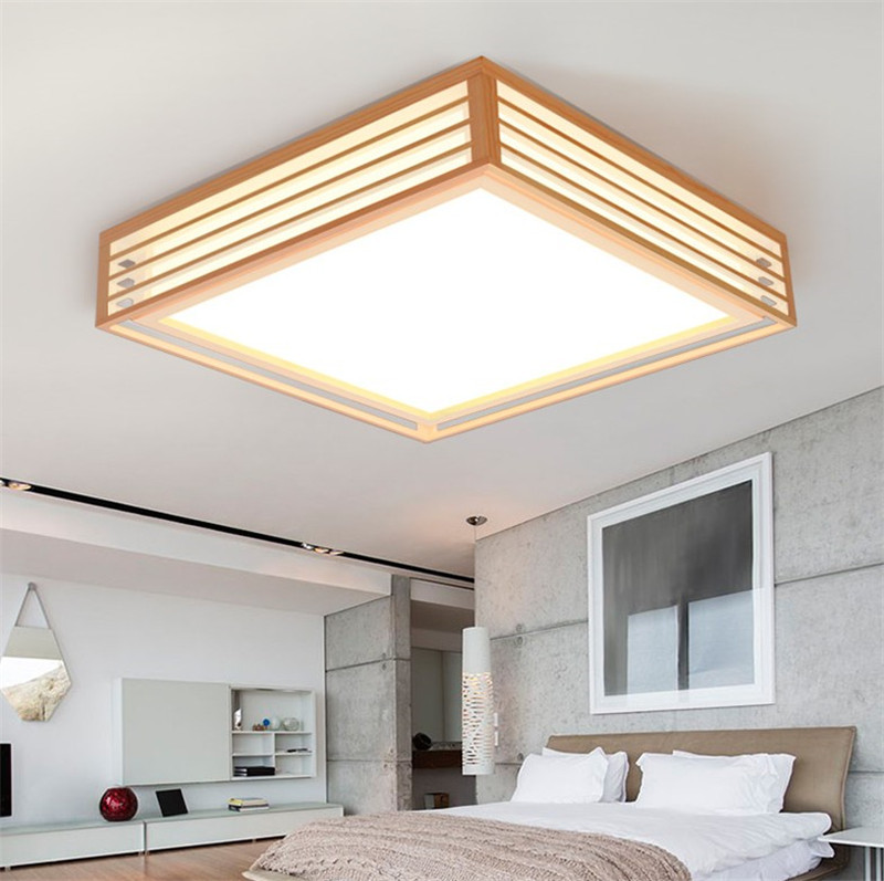 Natural wood living room lamp Japanese style led home ceiling light(WH-WA-35)