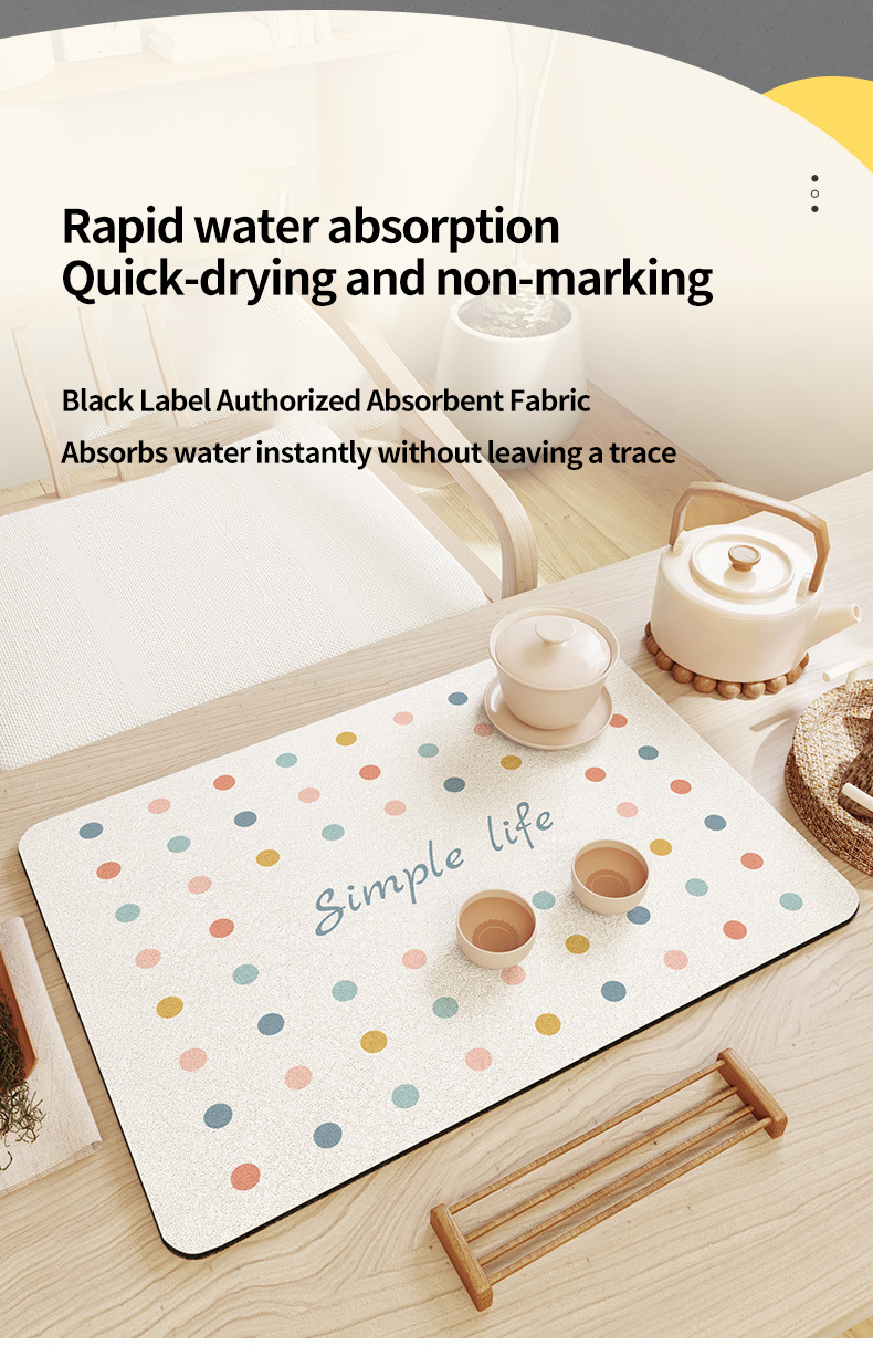Stocked Soft Diatomite Anti Slip Absorbent Kitchen Drain Dish Coffer Bar Quick Drying Mat