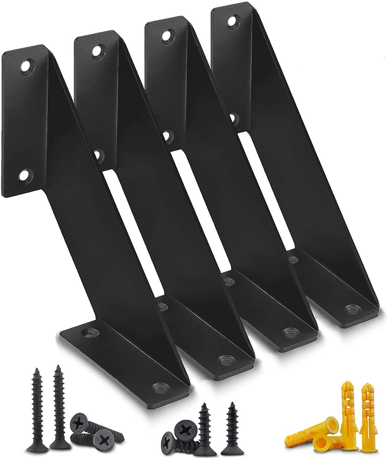 Black Plating Heavy Duty L-Shaped Wall Floating Shelf Bracket with 4mm/6mm Thickness