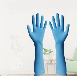Quality Household Extended Cuff Nitrile Exam Gloves Disposable 400mm Length wholesale