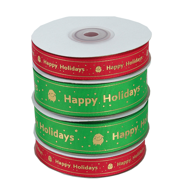 Hot Foil Type Personalised Printed Ribbon Red / Green Color CE Certification