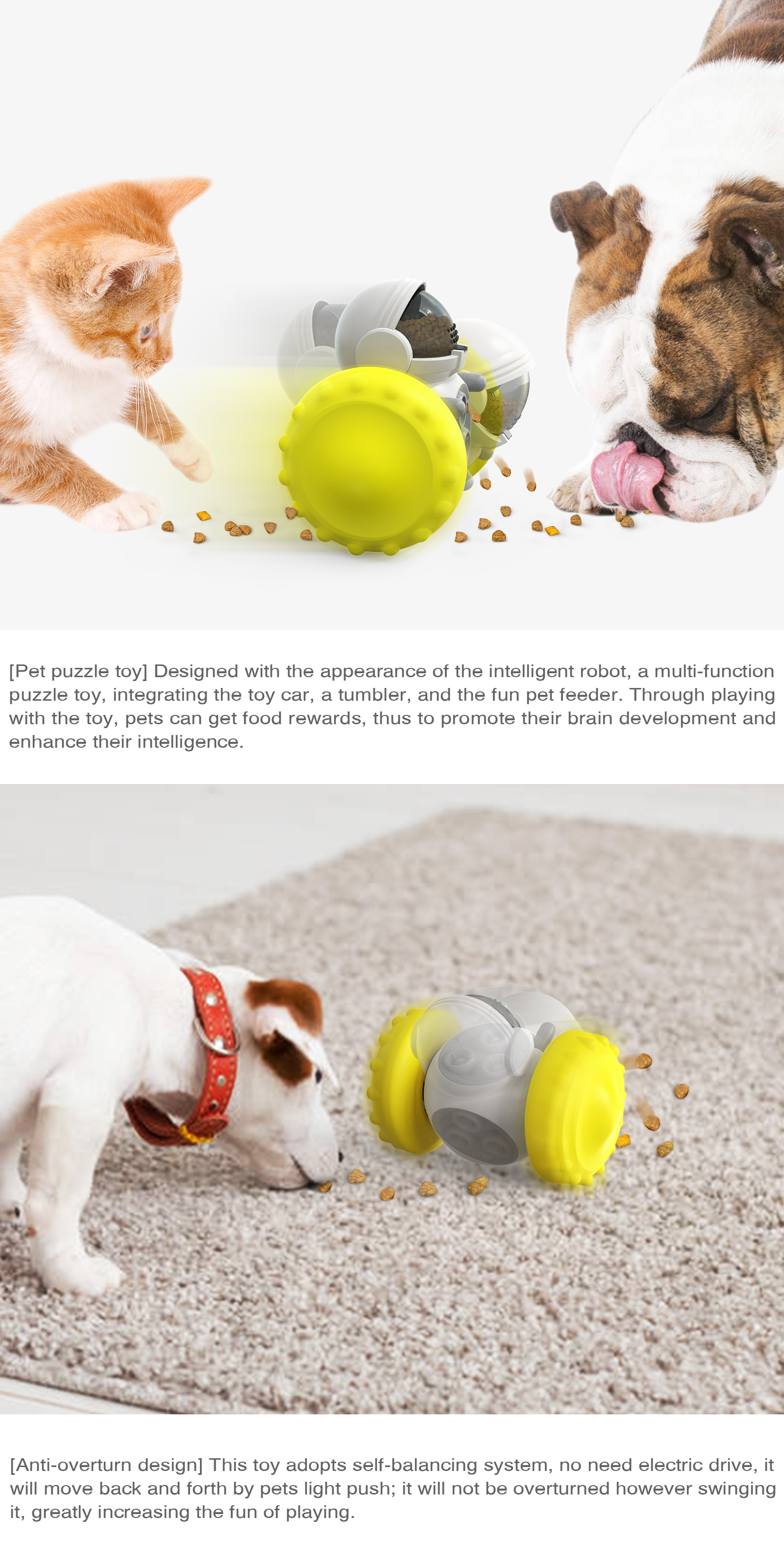 Pet Slow Treat Toy Dogs Food Puzzle Feeder ToysSuitable Robot Food Dispenser Interactive