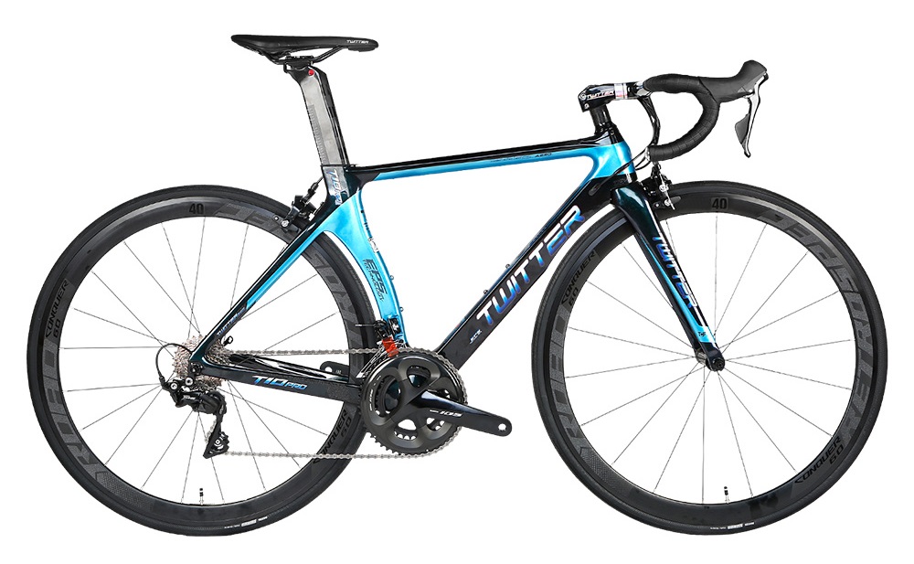 700C Carbon Fiber Road Bike , Black Full Suspension Mountain Bike High Strength