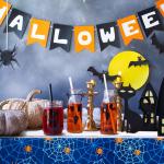 Square SGS PEVA Plastic Halloween Table Cover For Party