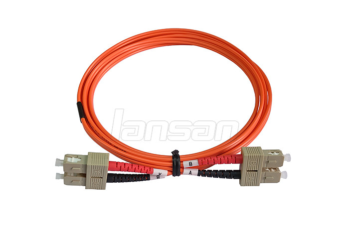 1 Meter SC Fiber Optic Patch Cord 8 Degree UPC Duplex OM4 50 / 125 Jumper