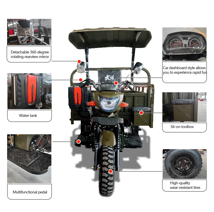 2022 High Popularity Adult Gasoline Motorcycle 250cc Adult Cargo Moto Truck Tricycle