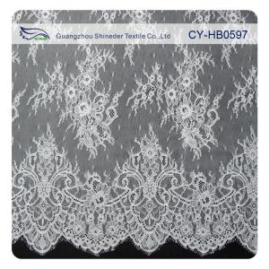 Quality Fashion Nylon Stretch Eyelash Ruffled Lace Trim / Embroidered Lace Fabric wholesale