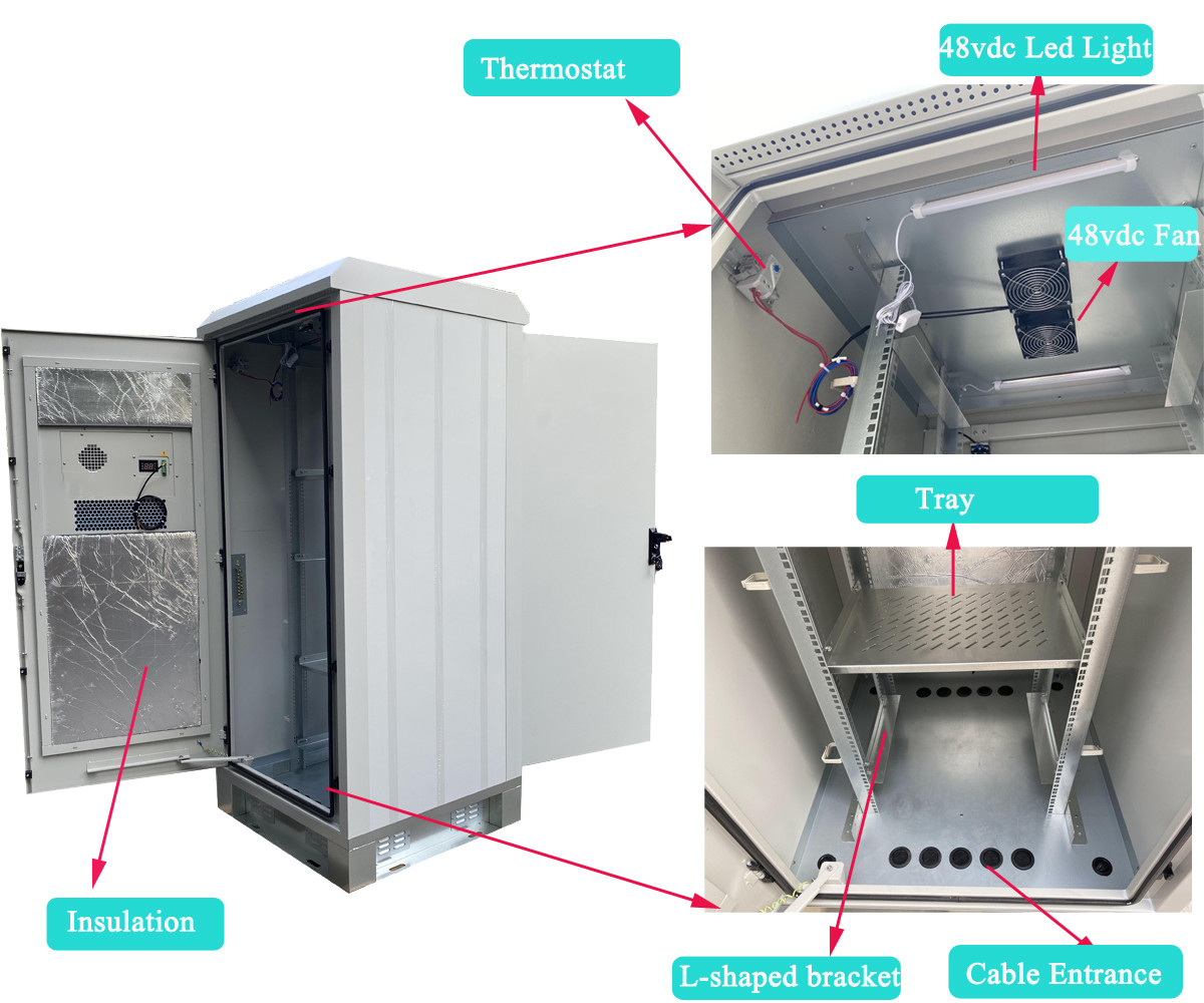 37U 40U Outdoor Telecom Cabinet , 19 Inch Rack Outdoor Battery Enclosure