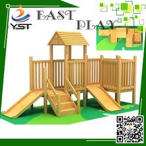 Quality Indoor Wooden Playground Equipment , Childrens Wooden Playhouse With Slide wholesale