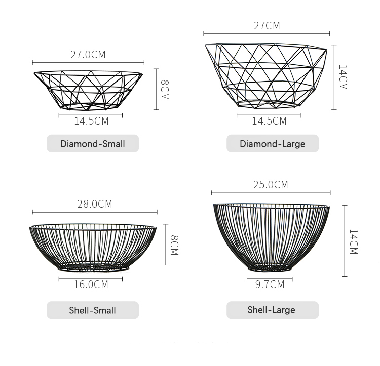 Gold Pink Iron Fruit Basket For Kitchen Table For Organizing Fruits And Vegetables 25-28cm