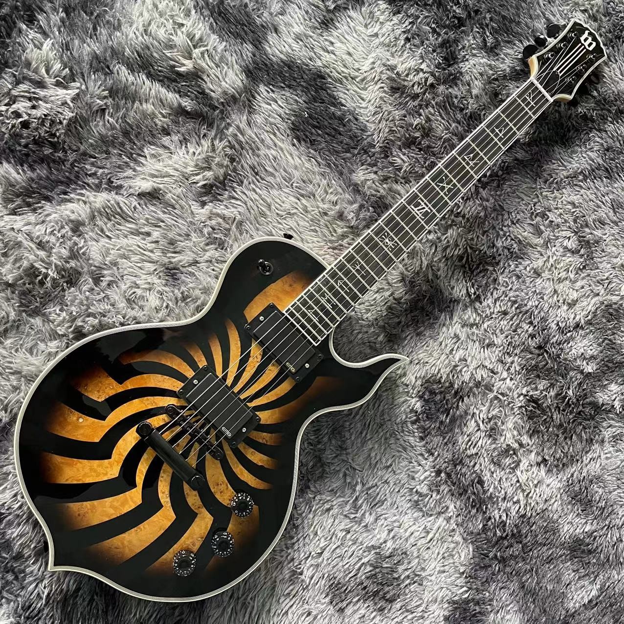 Custom Grand Guitars Wylde Audio Odin Grail Charcoal Burst Buzzsaw Electric Guitar Ebony Fingerboard Active Pickup