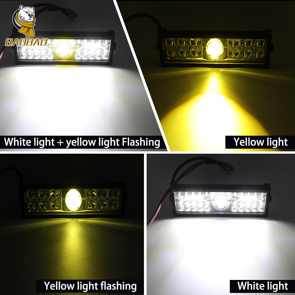 80V Offroad Auto Work Light 40W Rectangle White Yellow Flash