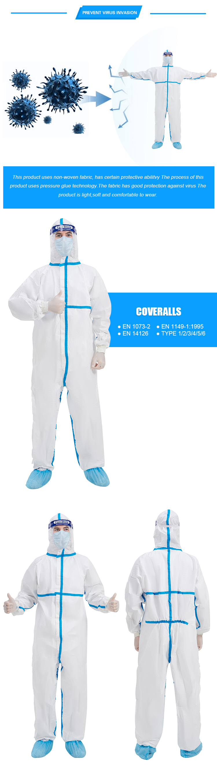 FDA White Disposable Coveralls With Hood clinic uniform