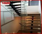 Straight Stringer Staircase VK04S Tempered Glass, 304 Stainless steel glass