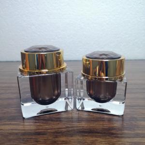 Quality High quality 15g 30g 50g brown plastic PMMA acrylic glod plating cream jar supplier cosmetic packaging wholesale