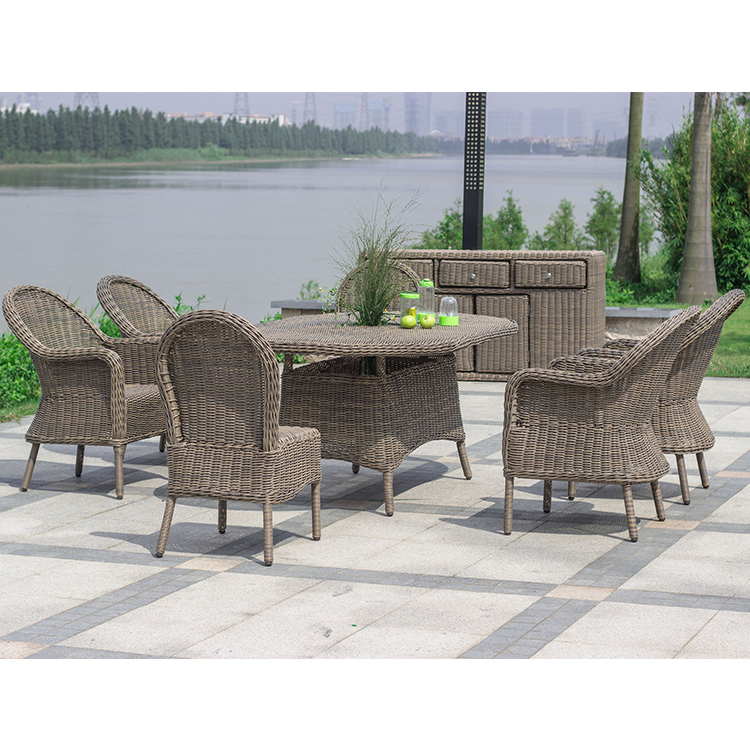 Outdoor Rattan Weaved Dining Table Set Chairs with Modern Design and Durability