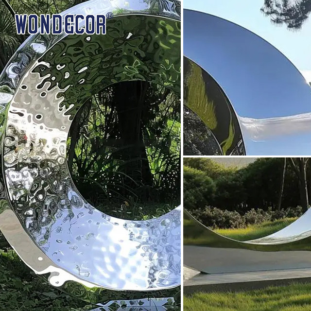 Outdoor Pop Art Large Metal Ring Sculpture Stainless Steel Ring Sculpture