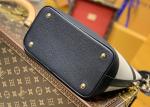 Small Genunie Black Printing Linning 25cm Cowhide Bucket Bag Handhold