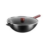 Aluminum 32cm Frying Pan Non Stick Wok Heat Resistant With Wooden Handle