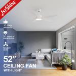 Living Room 52 Inch Large Air Flow LED Ceiling Fan ABS Blade Body LED Lamp