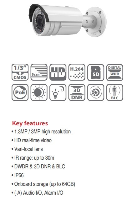 3 megapixel cctv outdoor water proof bullet hikvision ip security camera