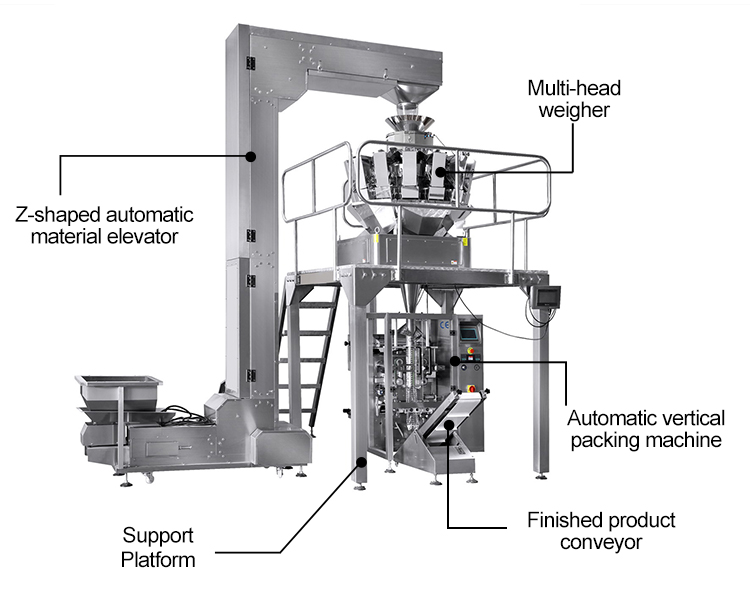 5bags/min Vertical Form Fill Seal Packaging Machines Nitrogen Banana Chips