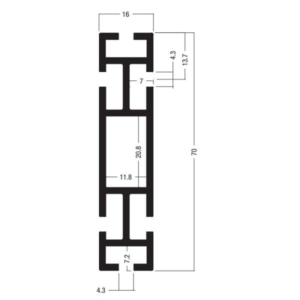 Z160 70x16MM Beam Extrusion,6 groove 4.3MM ,Aluminum equipmen suit for tension