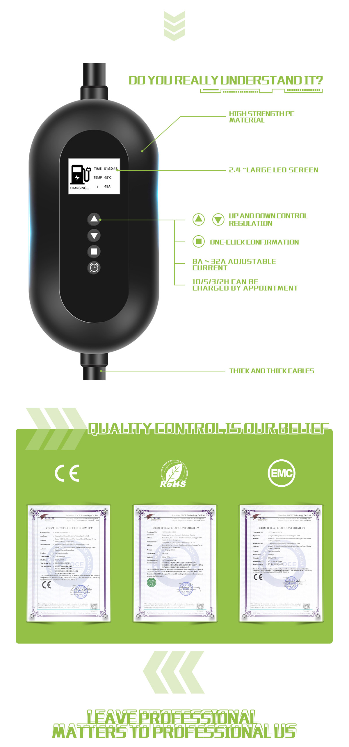 32A 22KW Type 2 3 Phase EV Charging Stations For EU Standard Home Electric Vehicles
