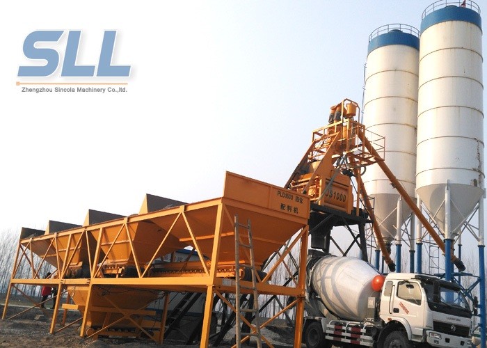 PLC Control Concrete Production Plant / Concrete Batching Machine Low Dust