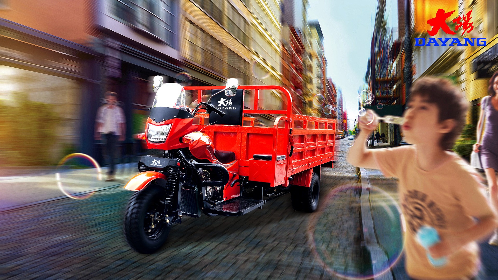 DAYANG 3 Wheel Motorcycle with Orange Body and Lifan 250CC 300CC Ultra-Cooled Engine