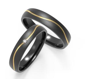Quality Customized Black Zirconium Couple Rings Water Resistant With Inlays / Setting wholesale