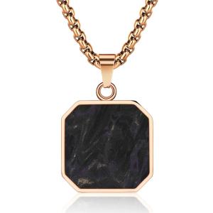 Quality Religious Cross Forged Carbon Fiber Pendant Rose Gold Men Metal Chain Necklace wholesale