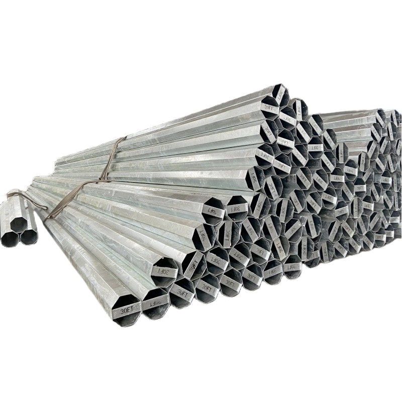 30FT 2 Segments Gr50 Octagonal Metal Utility Pole Hot Dip Galvanized