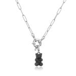 Custom 925 Sterling Silver Teddy Bear Necklace Classic Zircon Pendant Necklace