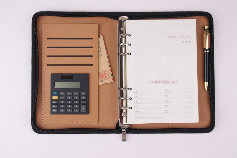 8.5 inch loose-leaf business notebook with zipper and calculator 2019 new design