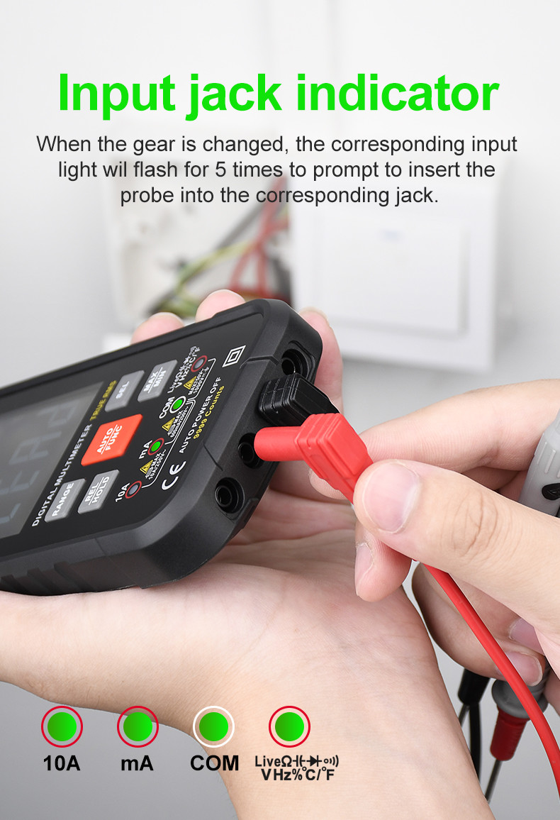 HT116 Digital Multimeter 9999 Counts Auto Range 1000V 10A Tester Meter Ohm Hz Capacitance True RMS Smart Multitester