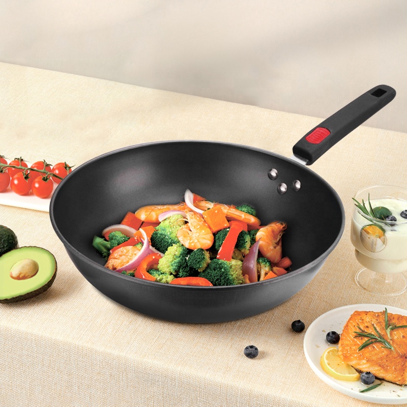 Amazon Hot Selling Cooking Kitchen Metal Pan Cookware Wok Pan Cast Iron Non-stick Induction Frying Pan