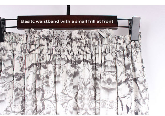 Small Frill Elastic Waistband Viscose Midi Skirt