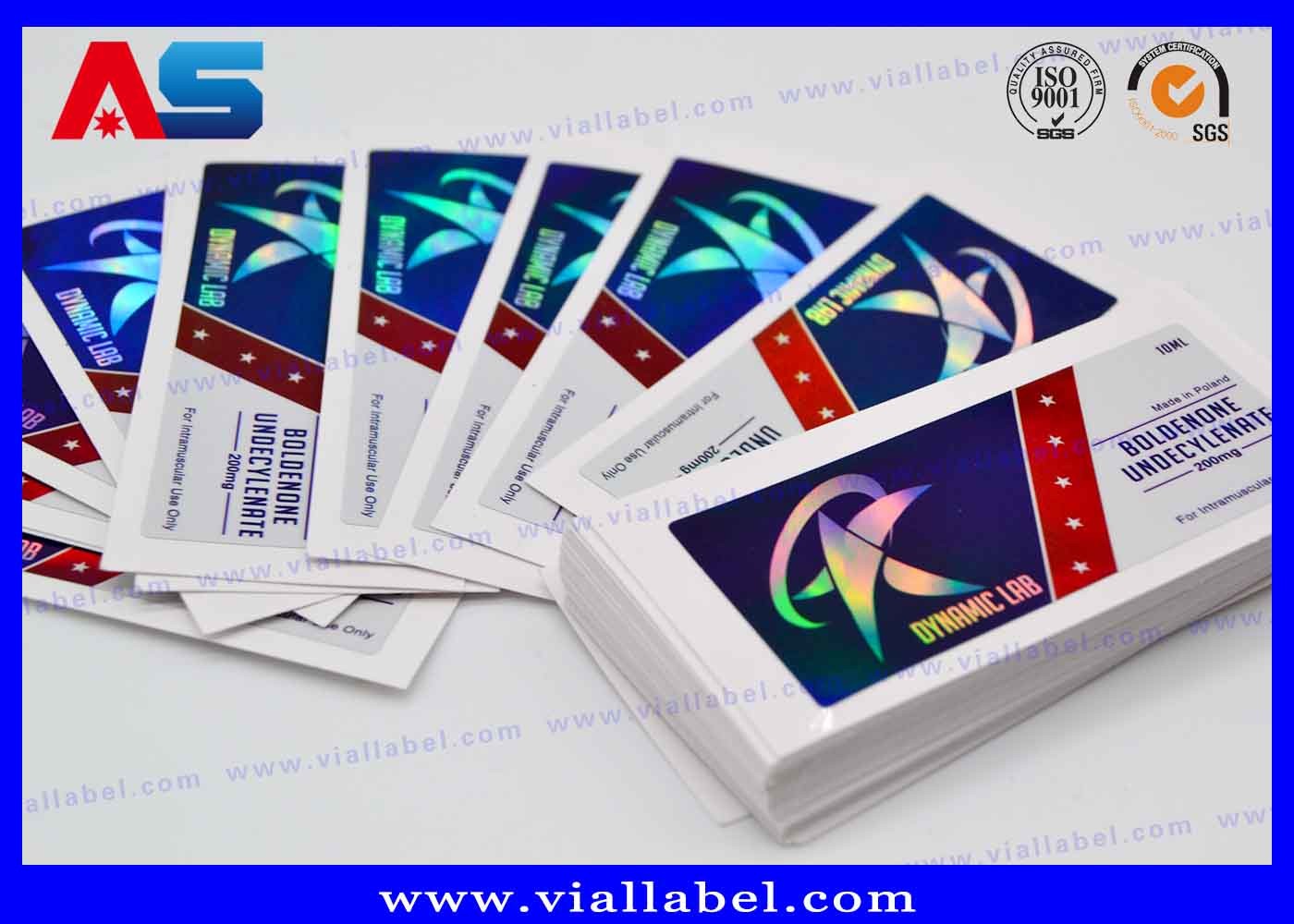 Holographic Panton Color 10ml Peptide Bottle Labels And Boxes 10ml grass vial labels